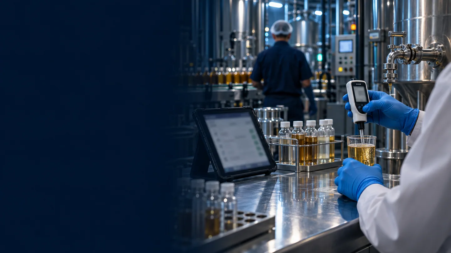 Quality technician testing a beverage sample